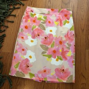J. Crew Watercolor Floral Pencil Skirt